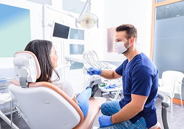 Patient at dental implant consultation in Garland