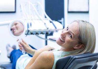 Woman in dental chair