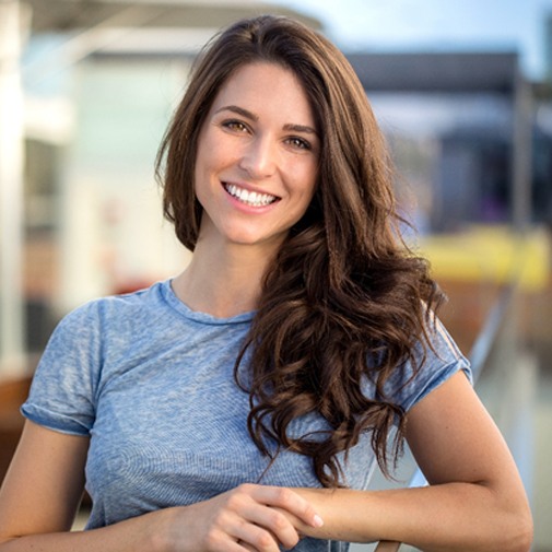 Woman smiling outside