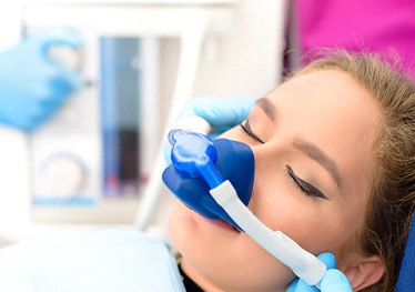 Patient receiving nitrous oxide sedation